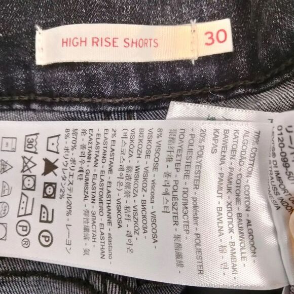 Levi Strauss High Rise Jean Shorts Womens Size 30 Black Wash Cutoff Frayed Denim - Picture 10 of 11